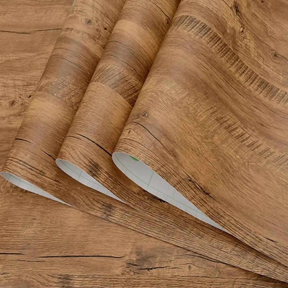 PVC Waterproof Self Adhesive Wallpaper Wall in Rolls Furniture Cabinets Vinyl Decorative Film Wood Grain Stickers For Home De