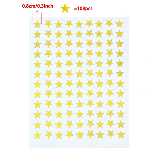 10 Sheets/bag Gold Star Sticker Stamping Five Pointed Star Sticker Children's Reward Sticker Teacher Praise Label