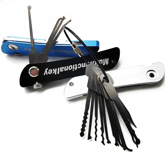 21-in-1 Lock Picking Tools Set Stainless Steel Durable Locksmith Mini Hook Pick Key Extractor Multi-function Outdoor Lover Gi