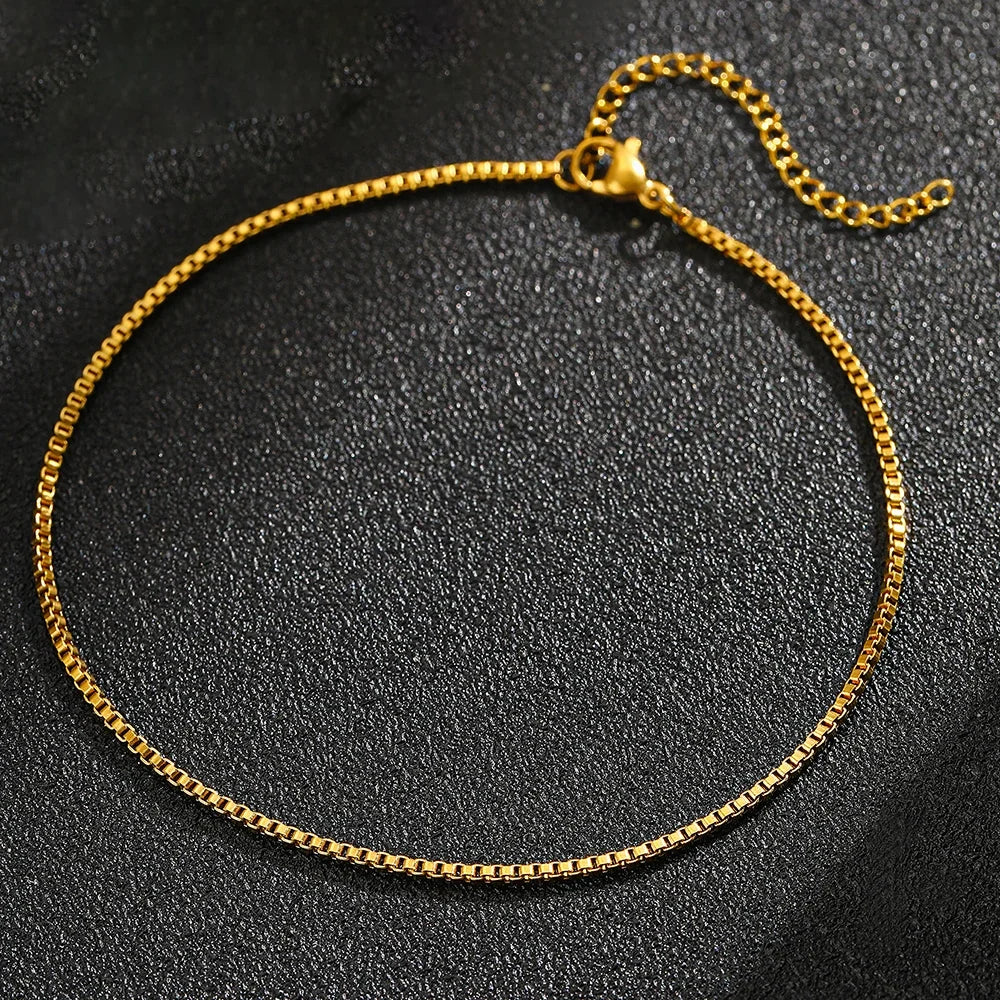 Stainless Steel Anklets Minimalist Popular Design Adjustable link Chain Non-fade For Women Everyday Wear Length 21cm+5cm