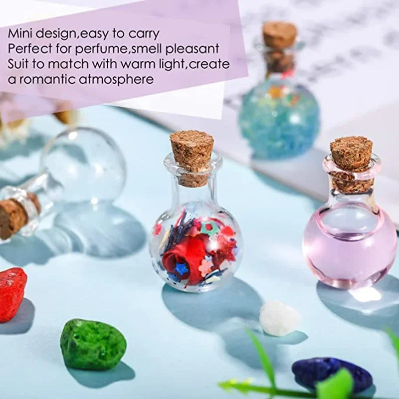 10Pcs Small Glass Bottles Miniature Potion Bottle Mini Cork Glass Vials Wedding