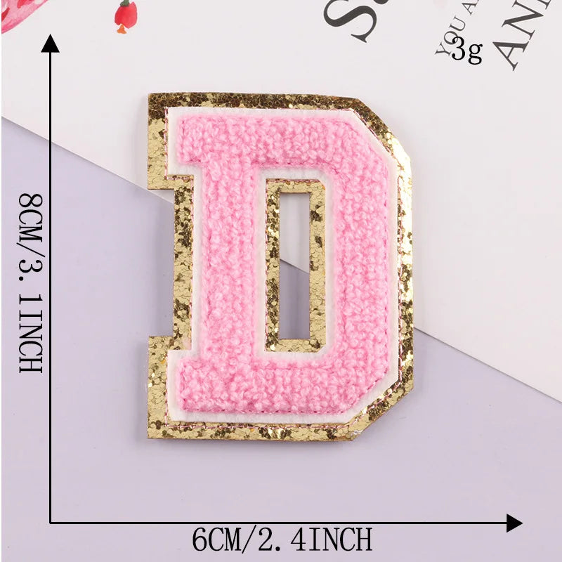 8CM Patch Letters for Clothes Alphabet Sticky Letter Clothing Bags Jacket Iron on Letter Emblems Chenille Patches for DIY MC0