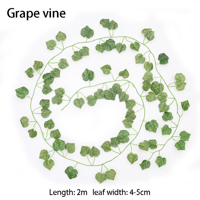 2/4/8/10M Artificial Ivy Leaves Garland Hanging Vines Fake Plants Outdoor Greenery Wall Decor Festival Garden Home Party Deco