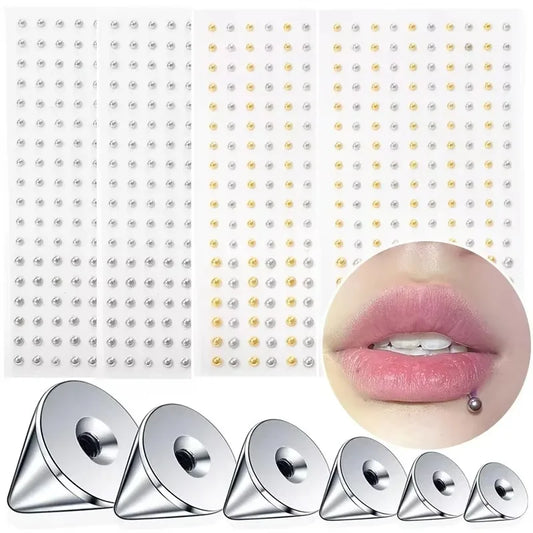 180pcs Non Piercing Lip Nails Sticker Selfadhesive Waterproof Reusable Fake Lip Nail Eyebrow Nose Ring Body Belly Button Jewe
