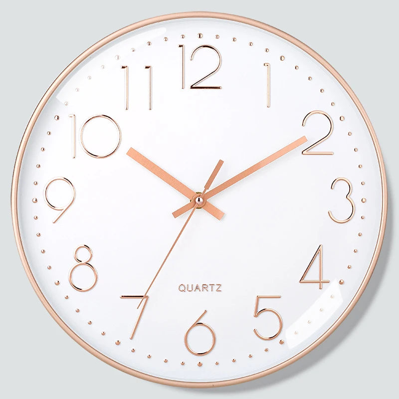 8 Inch Mute Quartz Wall Clock Cubic Digital Clock Living Room Bedroom Wall Clock Simple Digital Clock Home Decorations - Rose