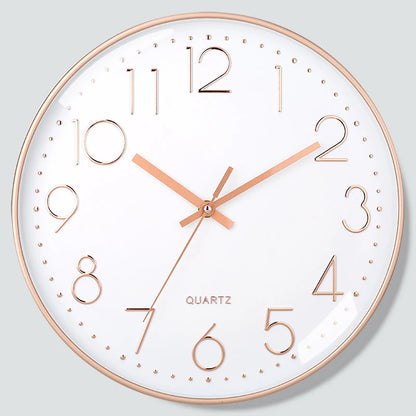 8 Inch Mute Quartz Wall Clock Cubic Digital Clock Living Room Bedroom Wall Clock Simple Digital Clock Home Decorations - Rose