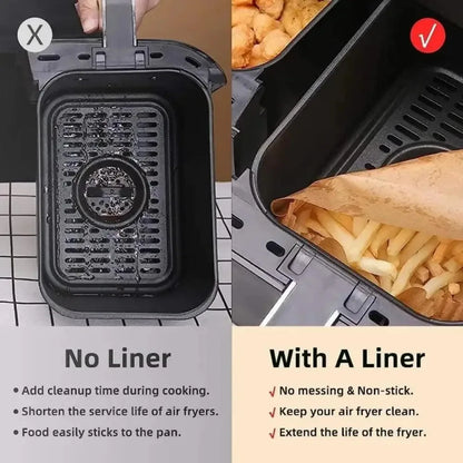 50/100pcs Disposable Air Fryer Paper Rectangle Kitchen Baking Airfryer Mat Oilproof Micro-wave Barbecue Baking Paper Accessor