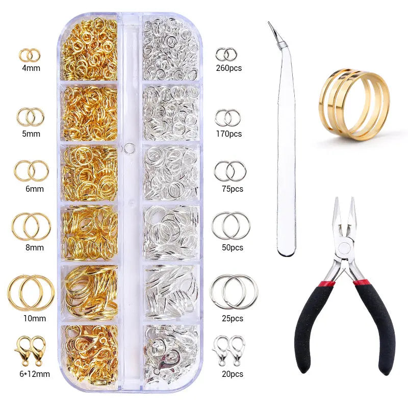 Jewelry Making Supplies Kit with Jewelry Tools Open Jump Rings Lobster Clasps Crimp Beads Earring Hooks Accessories for Jewel