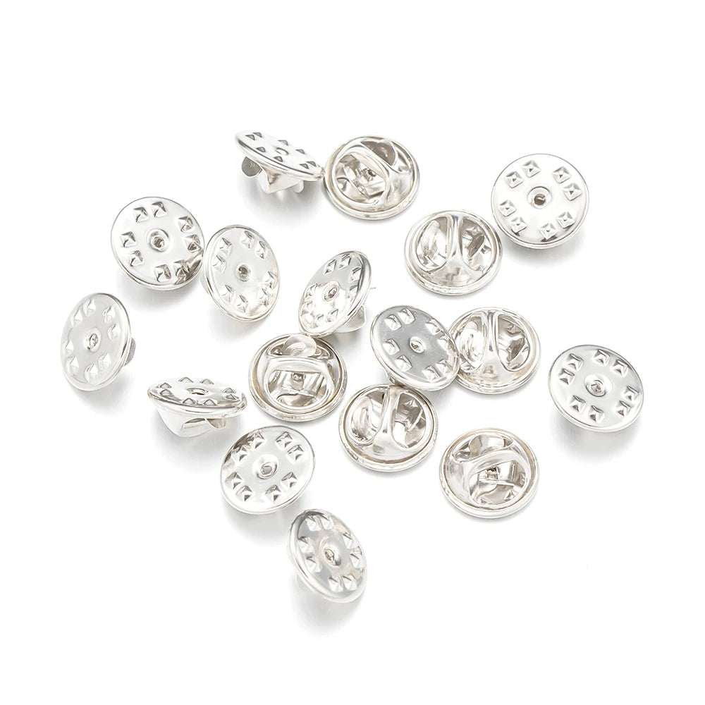 100pc Metal Locking Pin Back Brooch Badge Holder Lapel Base For DIY Jewellery Material Making Supply Craft Accessories Handma