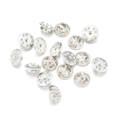 100pc Metal Locking Pin Back Brooch Badge Holder Lapel Base For DIY Jewellery Material Making Supply Craft Accessories Handma
