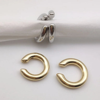 Minimalist Gold Color Round Earrings for Women Earcuff Women No Pierced C Shape Geometric Earclip Ear Bone Clip Punk Jewelry
