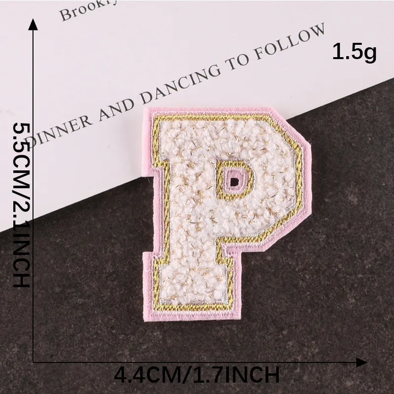 Pink Letters Towel Embroidered Iron On Sew On Patch Applique Diy Name Badges Alphabet Patches For Clothing Bag Accessories - 