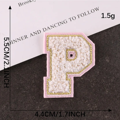 Pink Letters Towel Embroidered Iron On Sew On Patch Applique Diy Name Badges Alphabet Patches For Clothing Bag Accessories - 