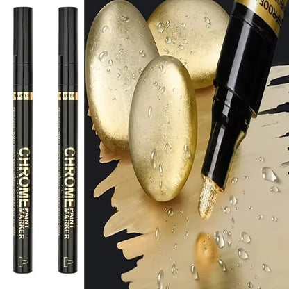 5/1pcs Chrome Pen Marker Mirror Waterproof Paint Repair For Rock Ceramic Glass Metallic Gold/Silver 2mm Nib