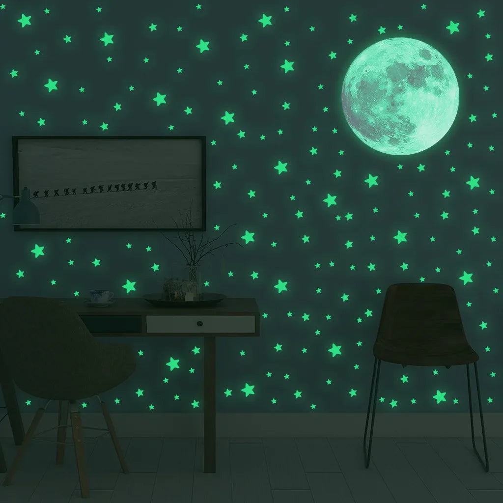 Luminous Moon Stars Wall Stickers for Kids room Bedroom Decor Glow in the dark Earth Wall Decals Noctilucent Stickers Home De