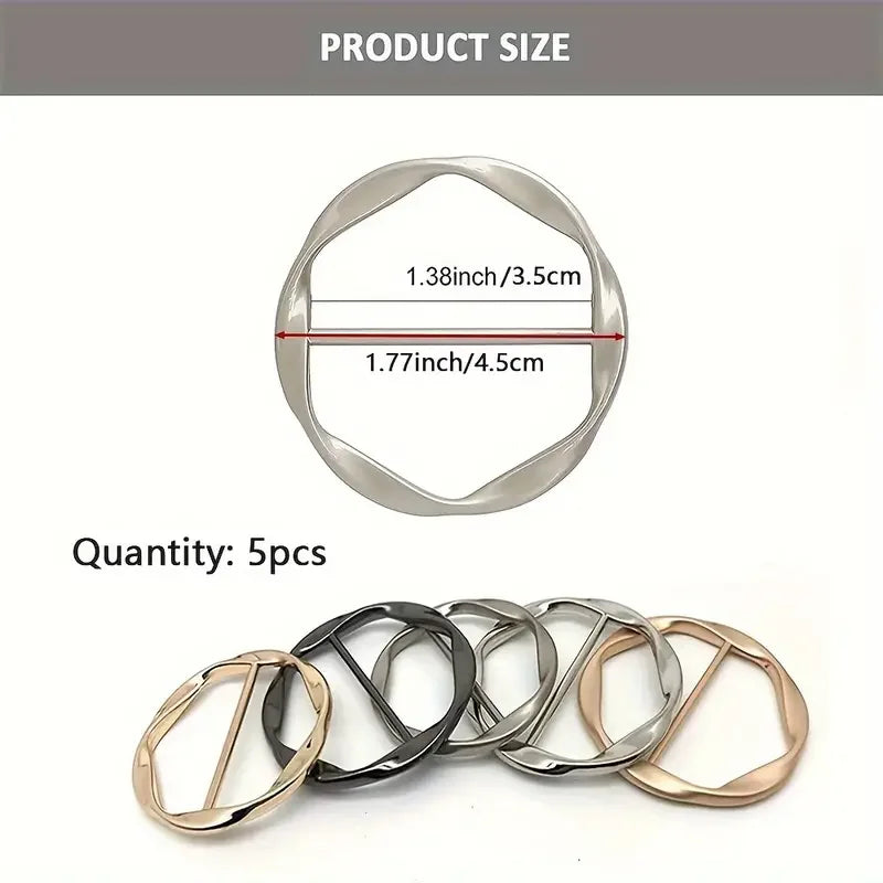 5pcs/set Multipurpose Shirt Ring Belt Buckle Belt and Scarf Adjuster Slim Belt fashion Accessories Scarf Buckle - 5PCs