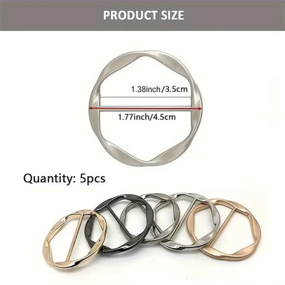 5pcs/set Multipurpose Shirt Ring Belt Buckle Belt and Scarf Adjuster Slim Belt fashion Accessories Scarf Buckle - 5PCs