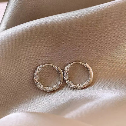 Luxury Full of Zircon Shiny Geometric Square Hoop Earrings for Women Temperament Gold Color Stainless Steel Korea Jewelry Gif