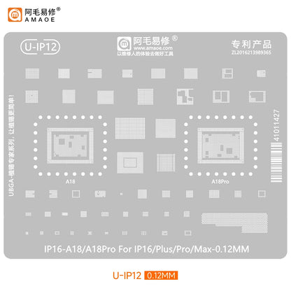 Amaoe BGA Reballing Stencil Template For iPhone 17 16 15 14 13 12 11 Pro Max XSMax 8 7P 7 6 A18 Tin Planting Soldering Net to