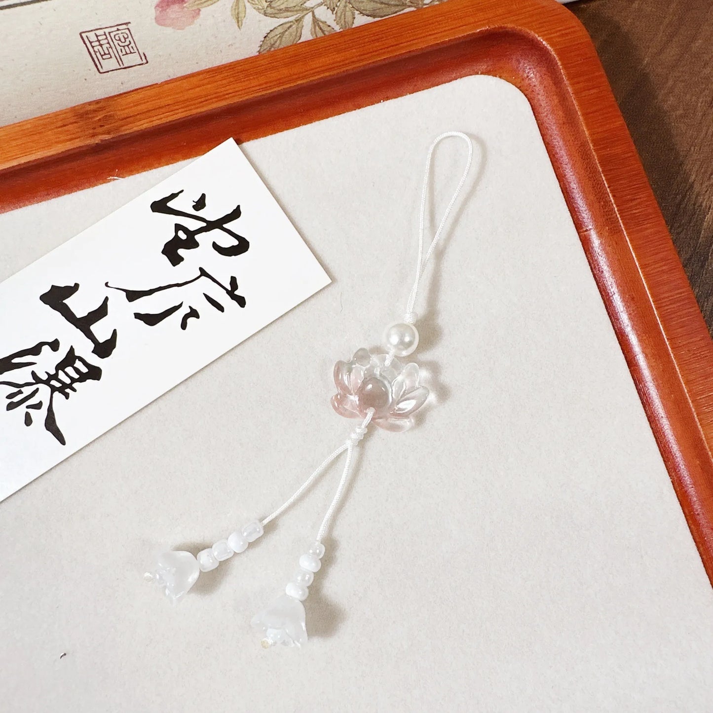 New Chinese-style Handmade Beaded Lotus Pendant Key Chains Mobile Phone Chain for Women Men Ethnic Charm Jewelry Accessory Gi