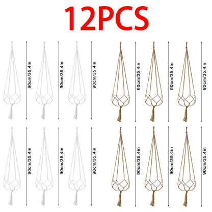 Hanging Plant Pot Hanging Basket Vases with Hook Creative Macrame Suspension Plant Planters for Hanging Flower Pot Net - 12pc