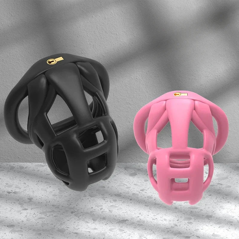 Chastity Men's Lock Chaste Vessel Black Light Pvc Penile Ring Snap Ring Multi Size Cage SM Sex Toys BDSM 3D Invisible Lock