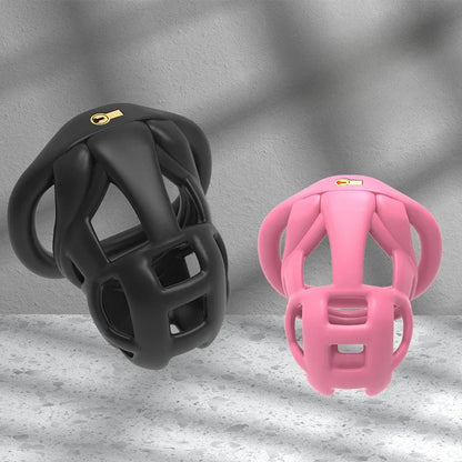 Chastity Men's Lock Chaste Vessel Black Light Pvc Penile Ring Snap Ring Multi Size Cage SM Sex Toys BDSM 3D Invisible Lock