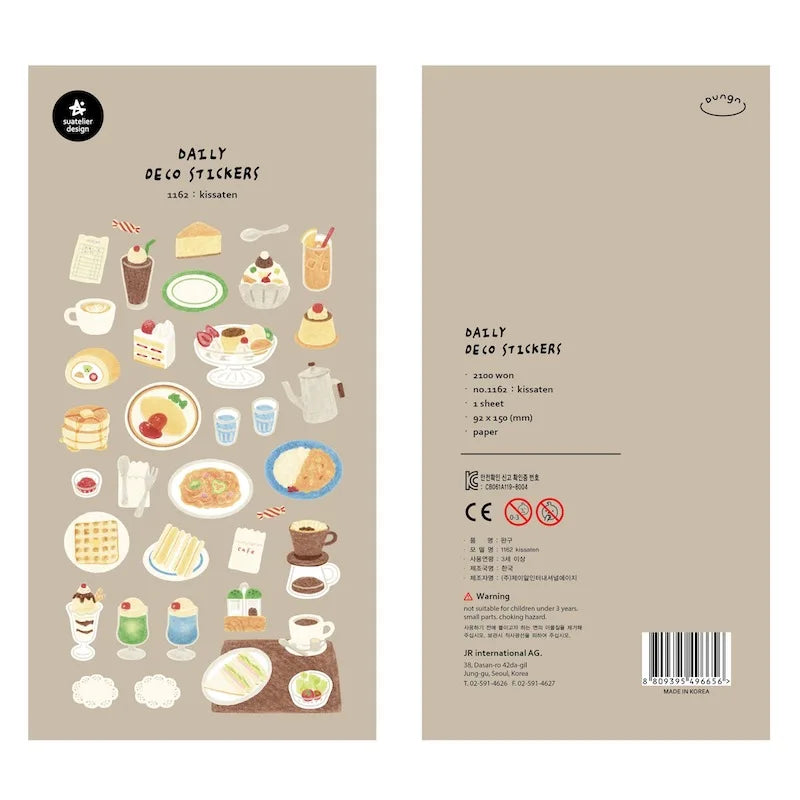 Suatelier Foods Stickers Aesthetic Scrapbooking Cute Junk Journal Ephemera Korean Deco Sticker Planner Diary DIY Craft Suppli