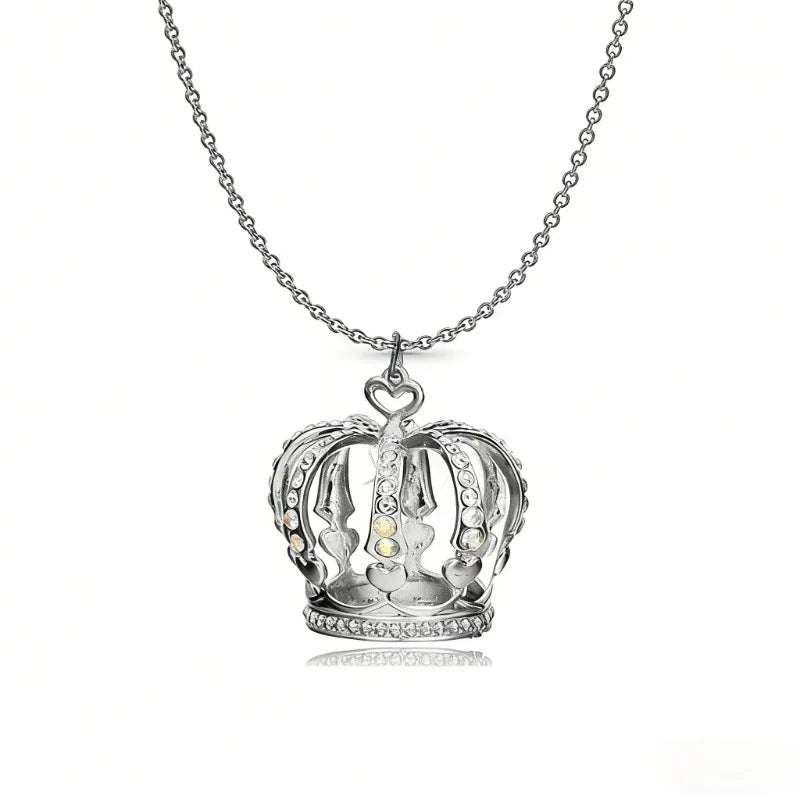 Elegant Crown Pendant Necklace Large Clavicle Chain Sweater Chain Fashion Jewelry Accessory Multiple Colors for Women Girls G