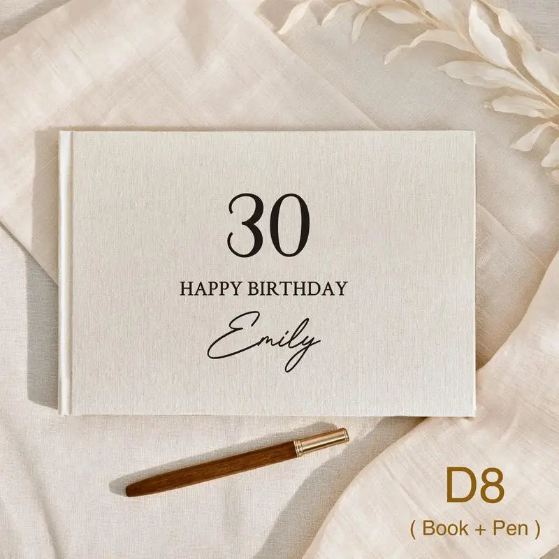 Custom Wedding Guest Book with Pen Personalized Linen Hardcover Photo Album Wedding Keepsake & Anniversary Memory Guestbook G