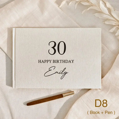 Custom Wedding Guest Book with Pen Personalized Linen Hardcover Photo Album Wedding Keepsake & Anniversary Memory Guestbook G