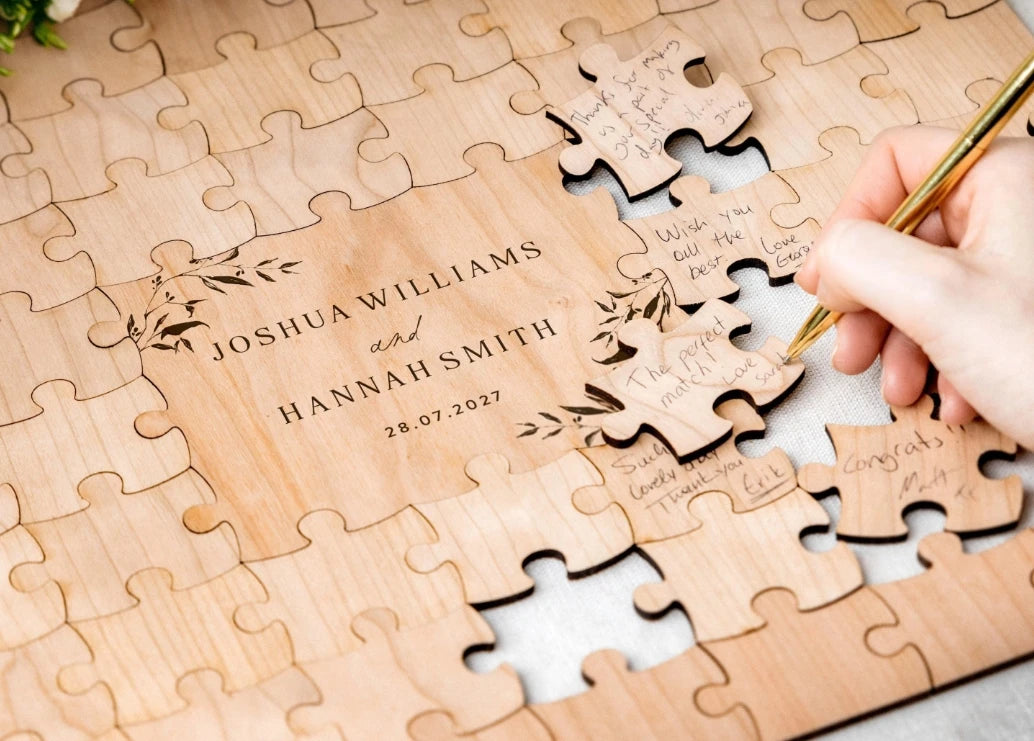 Wedding Guest Book Alternative Puzzle Guest Book, Custom Jigsaw Guestbook, Rustic Wedding Table Décor, Wood Guestbook