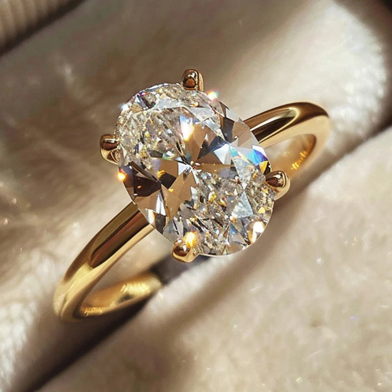 925 Sterling Silve 1-8CT Zircon Gorgeous Shiny Oval Stone Ring For Women Engagement Wedding Luxury Fine Jewelry