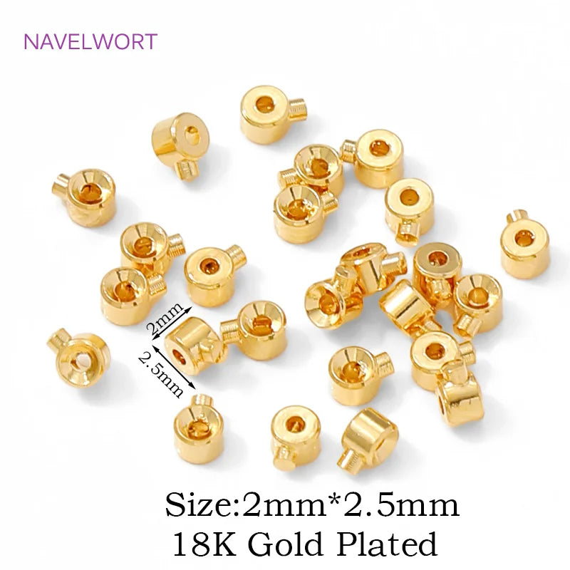18K Gold Plated Round Crimp End Bead,Brass Crimp Beads For Jewelry Making Supplies,Lamps For Jewelry,DIY Bracelets Accessorie