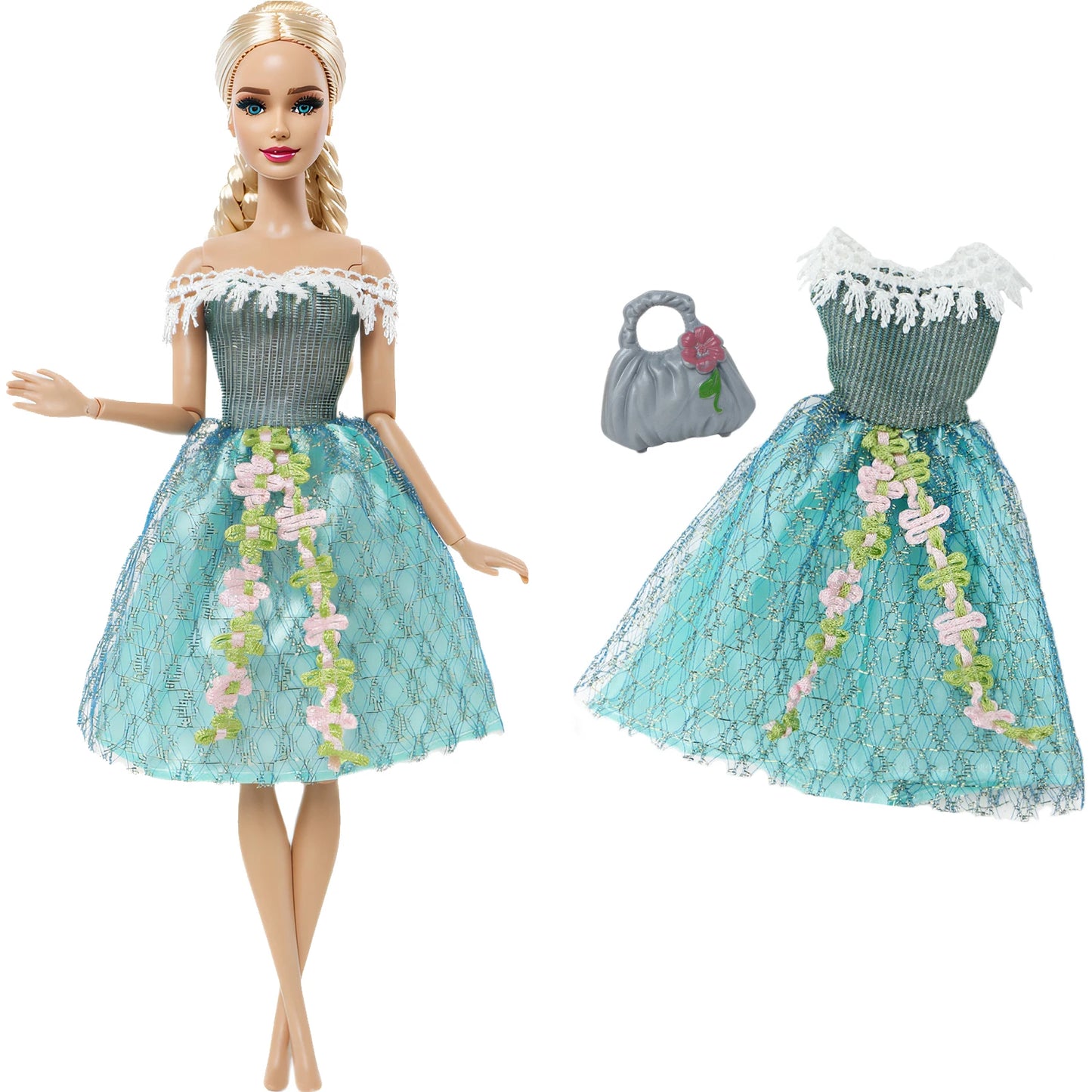 New Fashion Doll Dress Daily Outfit Girl Party Skirt Cute Mini Gown With Bag Clothes for 1/6 Doll DIY Accessories Baby Toys -