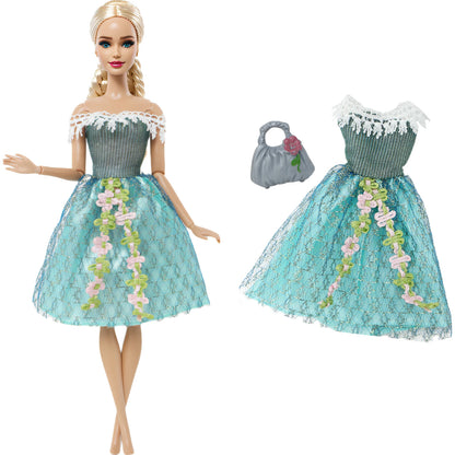 New Fashion Doll Dress Daily Outfit Girl Party Skirt Cute Mini Gown With Bag Clothes for 1/6 Doll DIY Accessories Baby Toys -