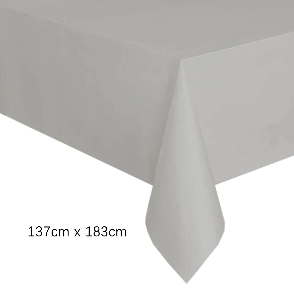 Disposable Tablecloth White Pink Table Cover Plastic Rectangle Desk Cloth for Birthday Wedding Party Table Decor Xmas - 1pc K