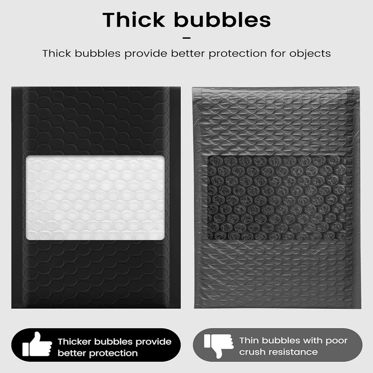 50Pcs Bubble Mailers Bubble Padded Mailing Envelopes Mailer Poly for Packaging Self Seal Shipping Bags Black Bubble Padding