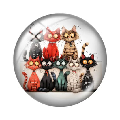 Funny Cats 10pcs 12mm/18mm/20mm/25mm Round photo glass cabochon demo flat back Making findings