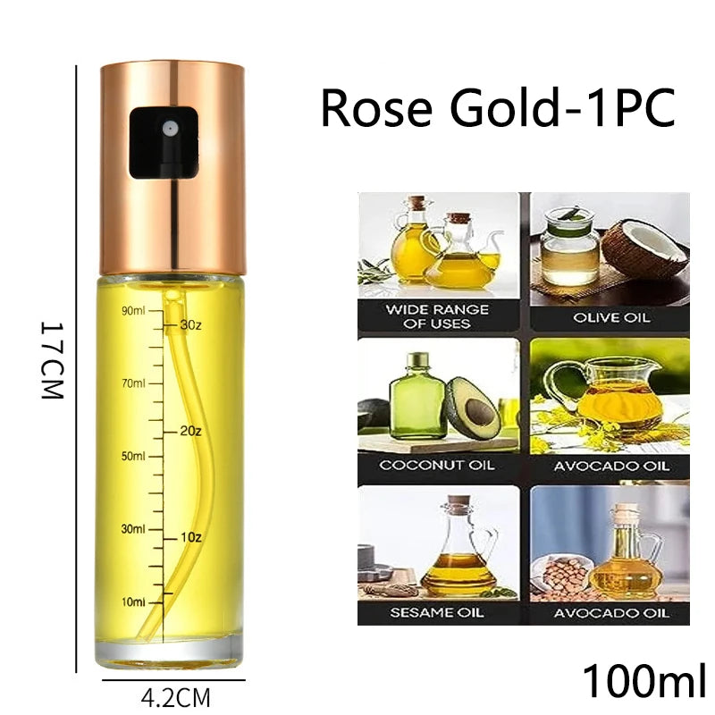 Glass Oil Sprayer for Cooking Olive Spray Mister for Salad BBQ Kitchen Baking Empty Vinegar Bottle - Rose Gold-1PC