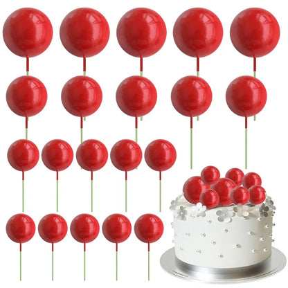 20Pcs Colorful Balls Cake Topper Mini Balloons Cupcake Insert Sticks for Wedding Birthday Party Cake DIY Decoration Baby Show