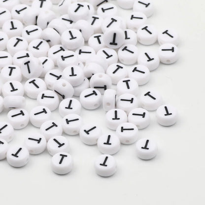 50/100pcs/lot 7x4mm White Round A-Z Alphabet Letter Acrylic Loose Spacer Beads for Jewelry Making Diy Bracelet Accessories