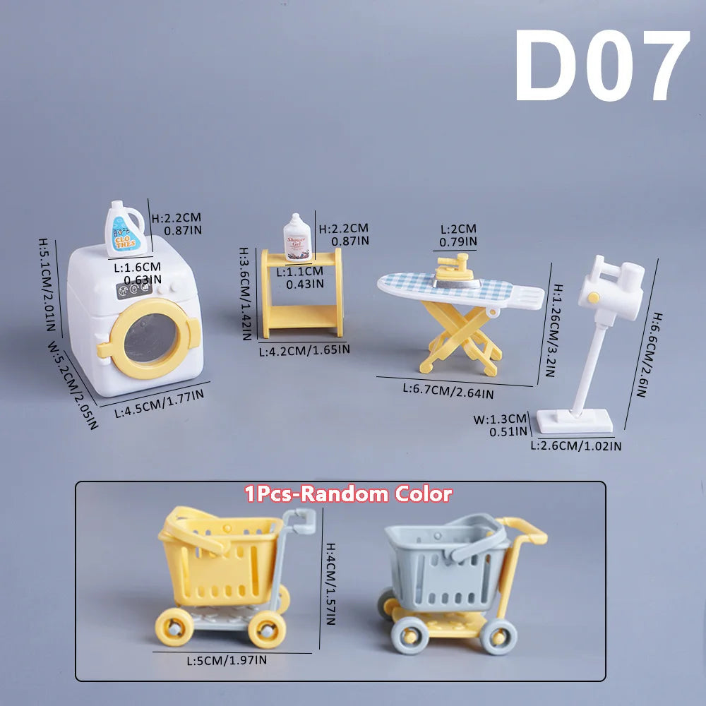 1:12 Miniature Furniture Forest Family Kitchen Toy Dining Table Dollhouse Accessories Bathroom Pretend Play For Girl Gifts To
