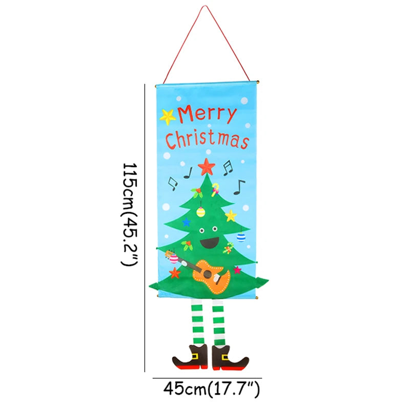 Merry Christmas Hanging Flag Porch Door Banner Santa Claus Snowman for Home Ornaments Door Decoration Supplies New Year Decor
