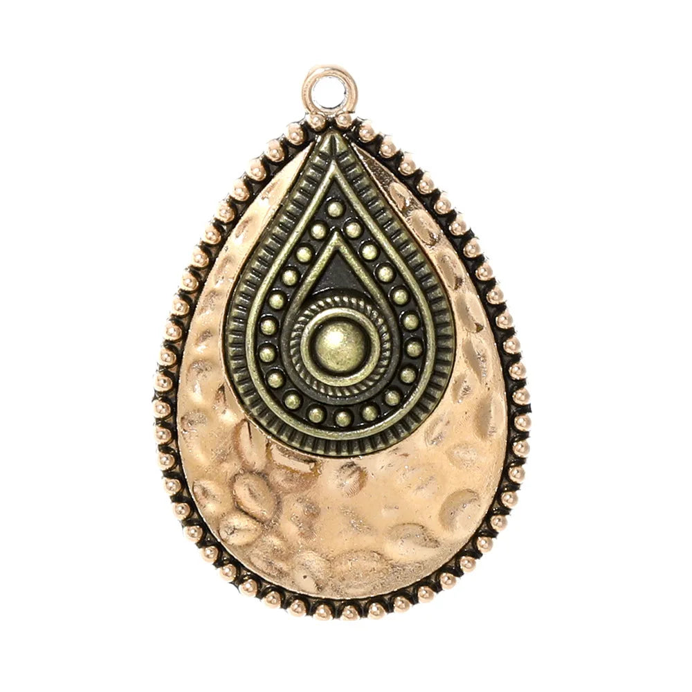 Retro Vintage Ethnic Bohemia Teardrop Pendants for Women Earrings Necklaces Charms for DIY Making Jewelry Accessories