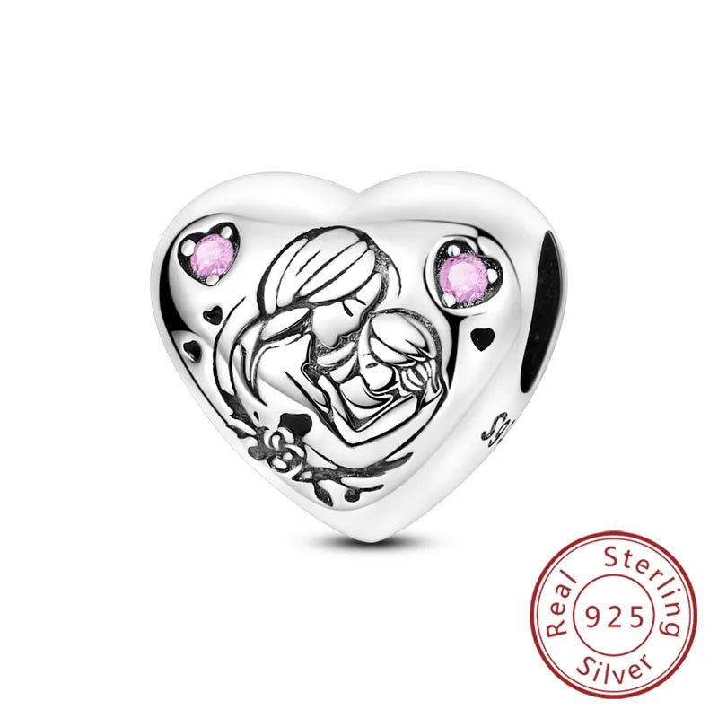 925 Sterling Silve Charms Beads Forever Love Heart Sister Family Life Charms Dangle For Bracelet Woman Jewelry Gifts - KTC153
