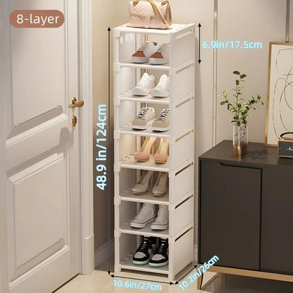 1pc 6/8 Layers Shoe Organizer, Space-saving Metal Frame & Fabric Interlayer Shoe Rack, T1 Shelf for Entryway Hallway Living R