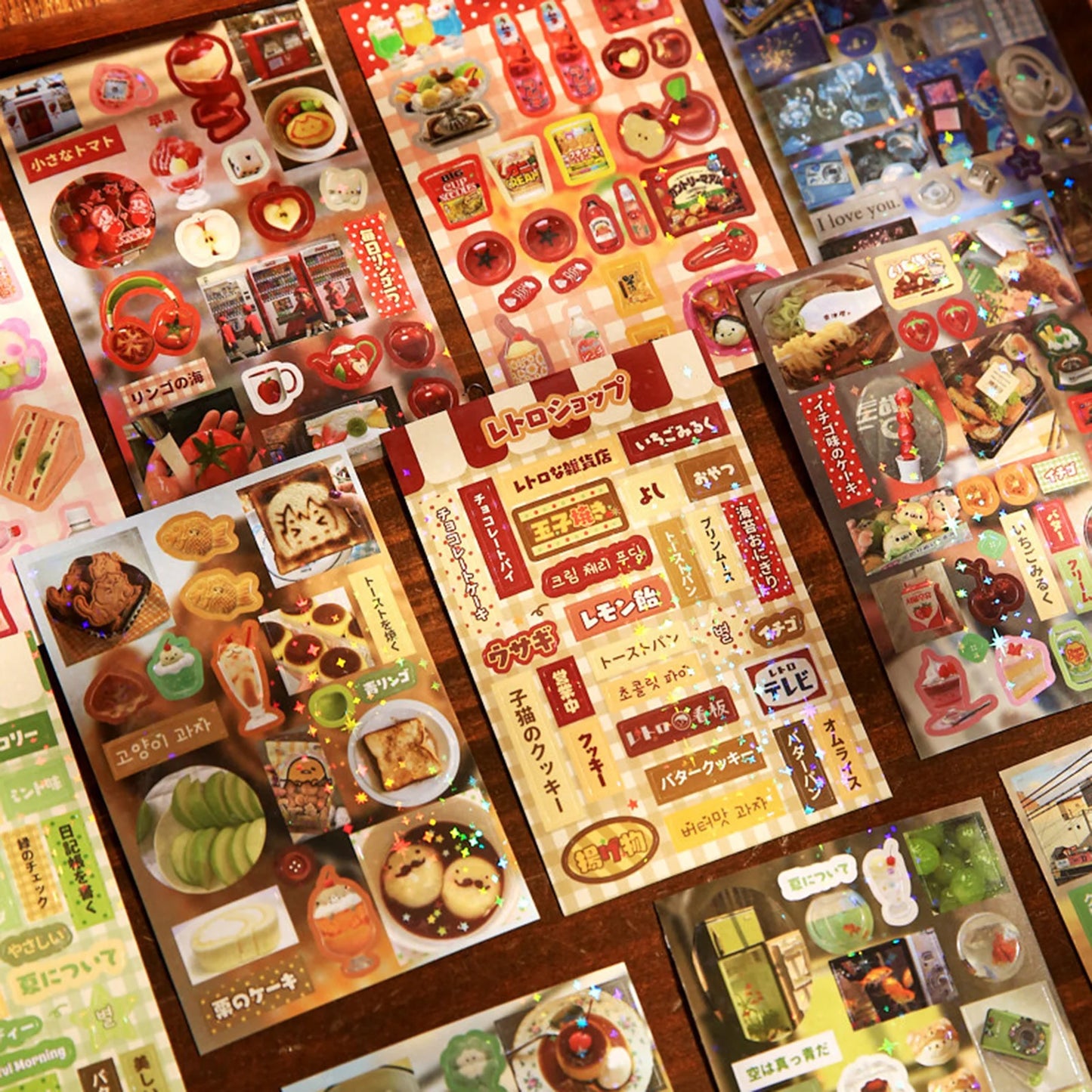 Stickers Book Kawaii Japanese Style Glitter Film Die-cutting Sticker Book Diy Handmade Scrapbook Aesthetic Stationery