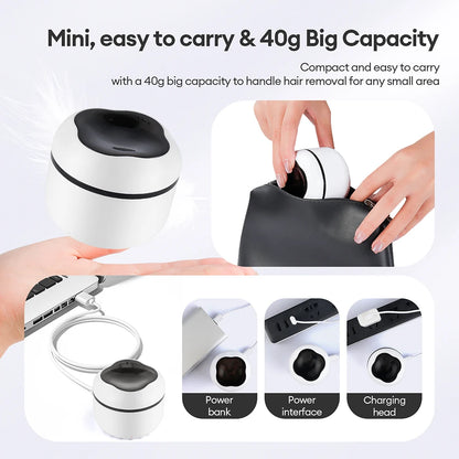 Mini Wax Heater Machine 40g Silicone Bowl Wax Warmer Nose Ear Hair Removal Waxing Kit Wax Bean Wax Heating Melting Pot Melter