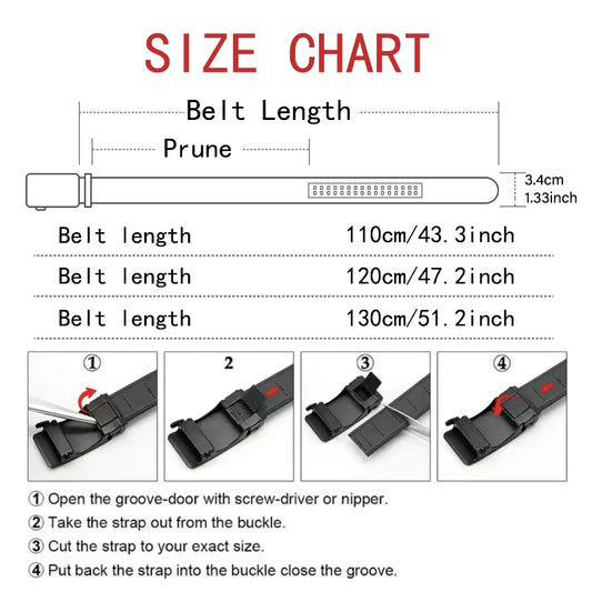 Men's Belt 110cm 120cm 130cm Luxury Belt, Black Men's Automatic Buckle Jeans Men's Belt Suit Belt